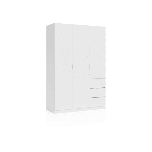 Roupeiro Macan 3 portas e 3 gavetas Branco 135 x 200 x 52 cm