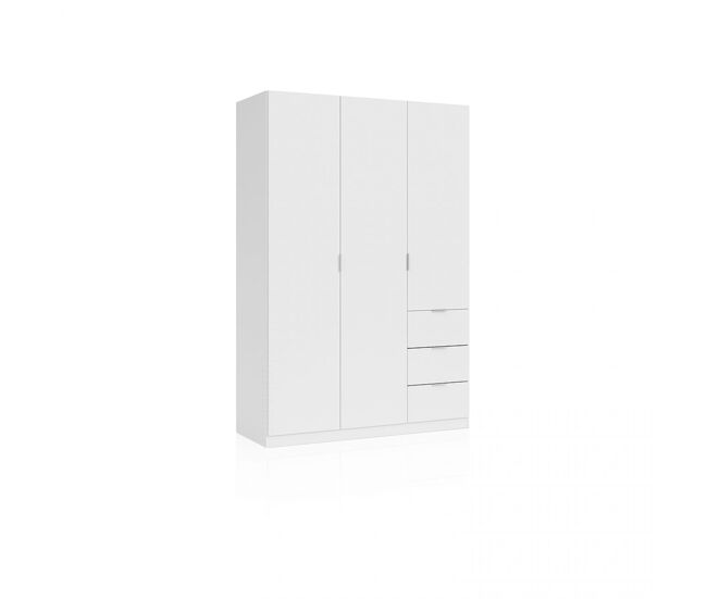Armario de 3 puertas y 3 cajones en blanco 135x200 cm magan blanco 135 x 200 x 52 cm