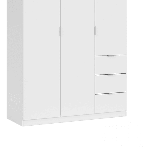 Roupeiro Macan 3 portas e 3 gavetas Branco 135 x 200 x 52 cm
