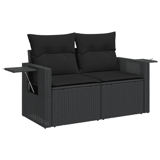 vidaXL 11 pcs conjunto sofás de jardim c almofadões vime PE preto