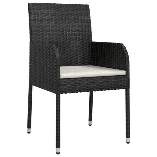 vidaXL Cadeiras de jardim com almofadões 4 pcs vime PE preto