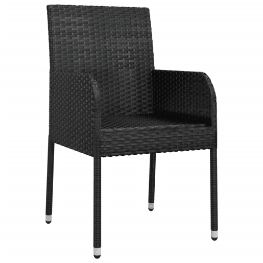 vidaXL Cadeiras de jardim com almofadões 4 pcs vime PE preto