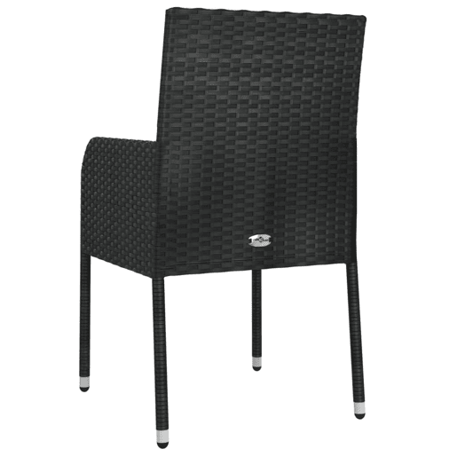 vidaXL Cadeiras de jardim com almofadões 4 pcs vime PE preto
