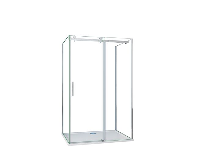 Aica mampara de ducha corredera+panel lateral,cromado,vidrio 8mm antical,800x1300x800x1950mm