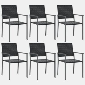 vidaXL Cadeiras jardim 6 pcs 54x62,5x89 cm vime PE preto