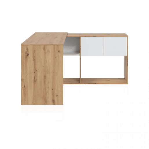 Secretária Dess com prateleiras Artik Branco (Branco mate) - Carvalho Nodi 108 x 140 x 70 cm