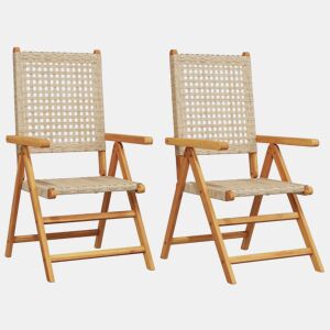 vidaXL Cadeiras de jardim 2 pcs madeira acácia maciça e vime PE bege