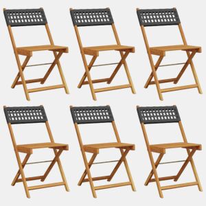 vidaXL Cadeiras jardim dobráveis 6 pcs vime PEmadeira maciça preto