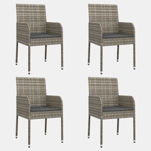 vidaXL Cadeiras de jardim c almofadões 4 pcs vime PE cinzento