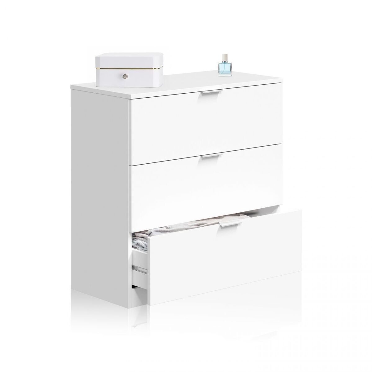 Cómoda de 3 cajones amplios y versátiles en blanco 77x80 cm andra blanco 77 x 80 x 38 cm