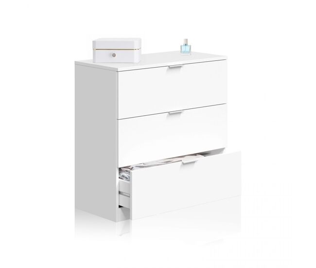 Cómoda de 3 cajones amplios y versátiles en blanco 77x80 cm andra blanco 77 x 80 x 38 cm