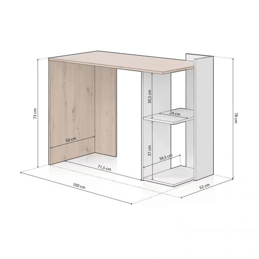 Mesa de escrita Dess Artik Branco (Branco mate) - Carvalho Nodi 100 x 73 x 50 cm