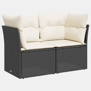 vidaXL Sofá de jardim com almofadões 2 lugares vime PE preto