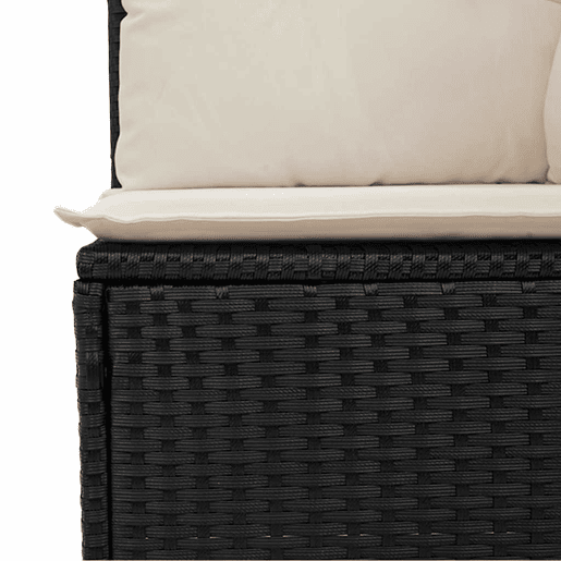 vidaXL Sofá de jardim com almofadões 2 lugares vime PE preto