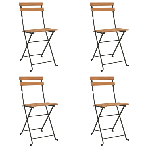 vidaXL Cadeiras de bistrô dobráveis 4 pcs madeira de teca maciça e aço