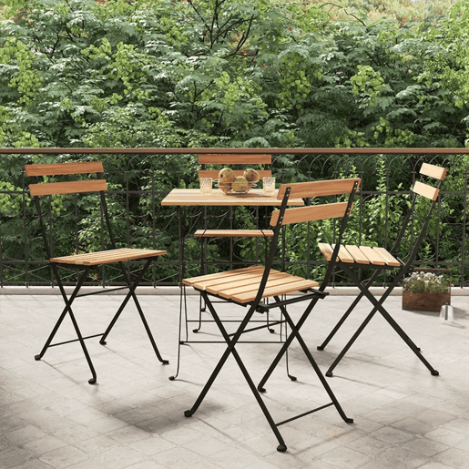 vidaXL Cadeiras de bistrô dobráveis 4 pcs madeira de teca maciça e aço