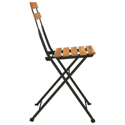 vidaXL Cadeiras de bistrô dobráveis 4 pcs madeira de teca maciça e aço