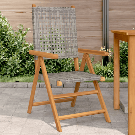 vidaXL Cadeiras de jardim 2 pcs madeira acácia maciça e vime PE cinza vidaXL Cadeiras de jardim 2 pcs madeira acácia maciça e vime PE cinza