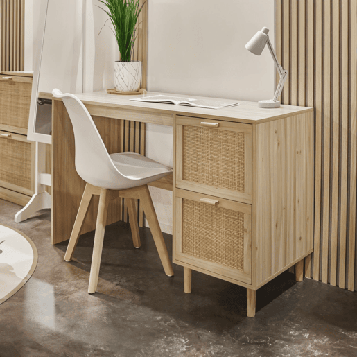 Mesa de estudo fabricada Pino - Rattan 120 x 75 x 48 cm