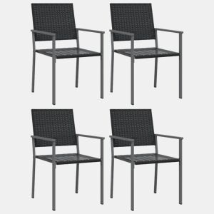 vidaXL Cadeiras jardim 4 pcs 54x62,5x89 cm vime PE preto
