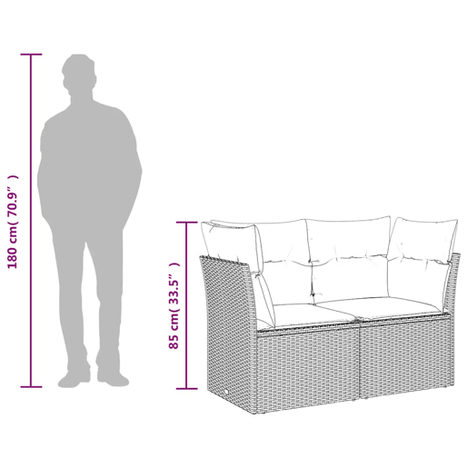 vidaXL Sofá de jardim de 2 lugares com almofadões vime PE cinzento vidaXL Sofá de jardim de 2 lugares com almofadões vime PE cinzento