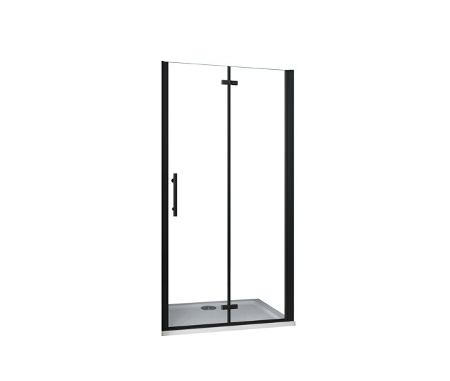 Aica mampara de ducha dos hojas plegables vidrio easyclean 5mm,perfil negro,(886-916)x1900mm