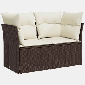 vidaXL Sofá de jardim com almofadões 2 lugares vime PE castanho
