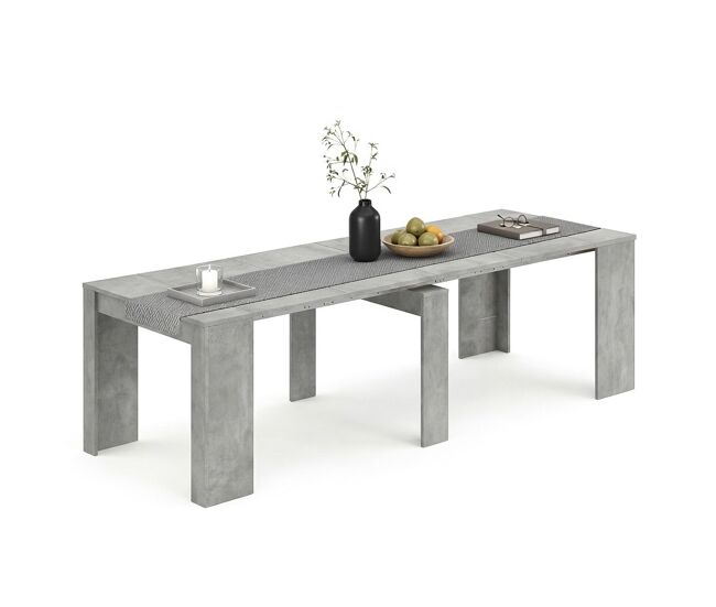 Mesa consola extensible con efecto en cemento 50-235x90 cm denis