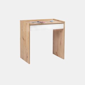 Mesa de secretária compacta com gaveta, 81,5 x 40 cm, Dess Artik Branco (Branco mate) - Carvalho Nodi 81,5 x 77 x 40 cm