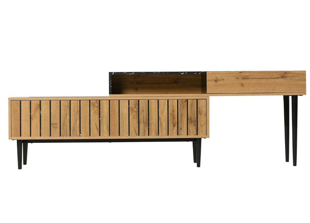 Mueble de TV extensible moderno con efecto mármol