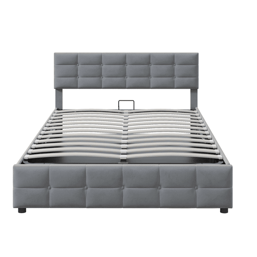 Cama de arrumação em veludo 180x200 cm - com estrado de molas - Cinzento Cama de arrumação em veludo 180x200 cm - com estrado de molas - Cinzento