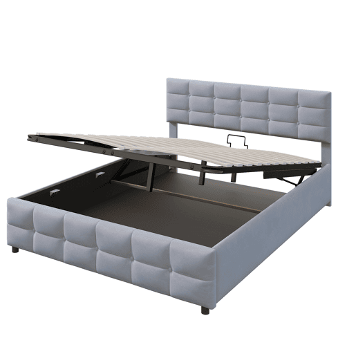 Cama de arrumação em veludo 180x200 cm - com estrado de molas - Cinzento Cama de arrumação em veludo 180x200 cm - com estrado de molas - Cinzento