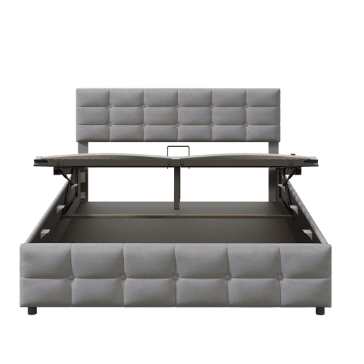 Cama de arrumação em veludo 180x200 cm - com estrado de molas - Cinzento Cama de arrumação em veludo 180x200 cm - com estrado de molas - Cinzento