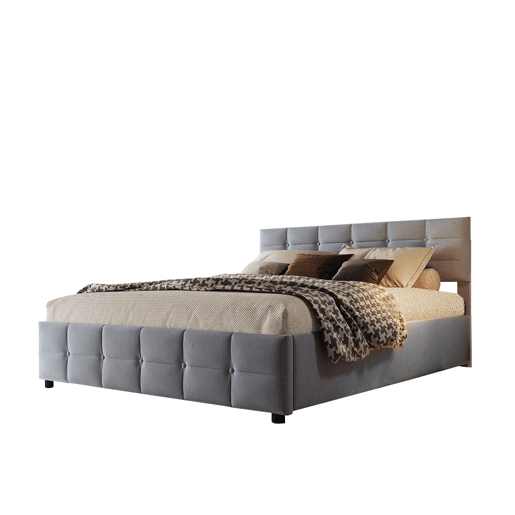 Cama de arrumação em veludo 180x200 cm - com estrado de molas - Cinzento Cama de arrumação em veludo 180x200 cm - com estrado de molas - Cinzento