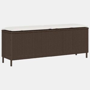 vidaXL Banco de jardim com almofadão 110x30x40,5 cm vime PE castanho