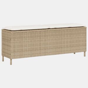 vidaXL Banco de jardim com almofadão 110x30x40,5 cm vime PE bege