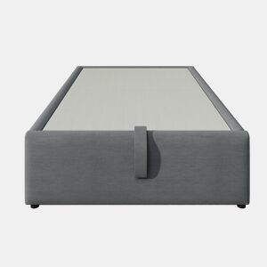 Bota estofada para cama 90×190 cm - tecido de linho - com tomadas de carregamento e almofada de ripas - Cinzento