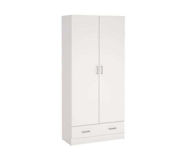 Armario duero con 2 puertas y 1 cajón en color blanco 79,4x35,7x170,4cm