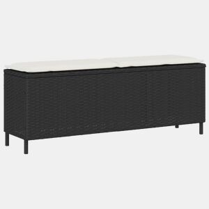 vidaXL Banco de jardim com almofadão 110x30x40,5 cm vime PE preto