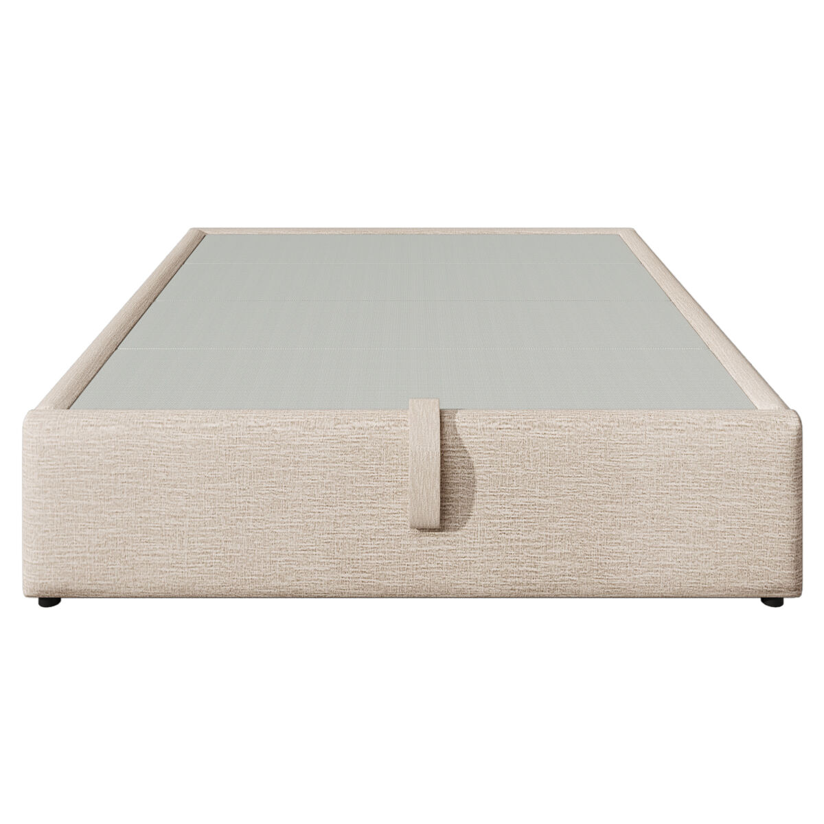 Cómoda tapizada 140×200 cm - tejido de lino - con enchufes de carga y cojín de láminas - beige
