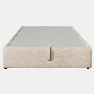 Cómoda estofada 140×200 cm - tecido de linho - com tomadas de carregamento e almofada de ripas - Bege