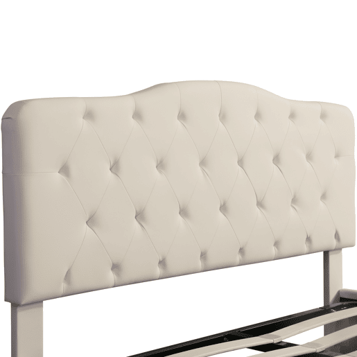 Cama contentora 140x200 cm em pele sintética - com cabeceira regulável - Branco
