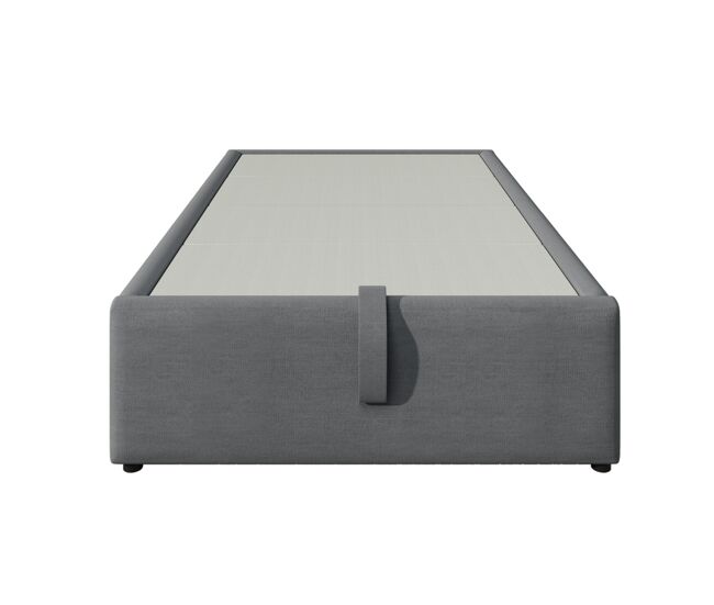 Cómoda cama tapizada 90×200 cm - tela de lino - con enchufes de carga y cojín de láminas - gris