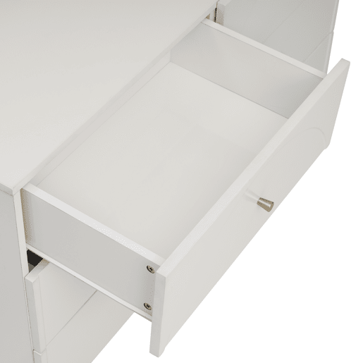 Cómoda com 6 gavetas - pés dourados - em aglomerado de madeira - Branco Cómoda com 6 gavetas - pés dourados - em aglomerado de madeira - Branco