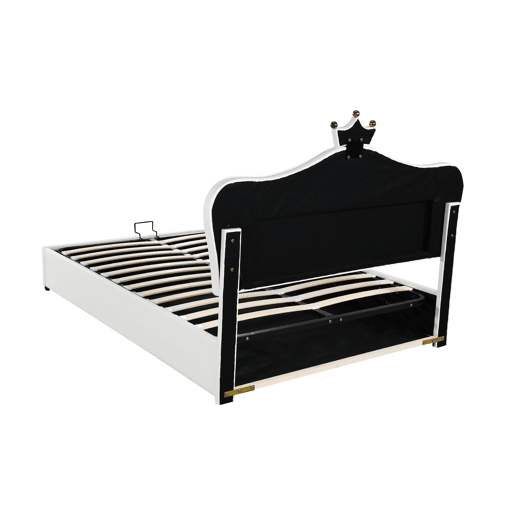 Cama contentora em pele sintética 140x200 cm - com LED e estrado - Branco