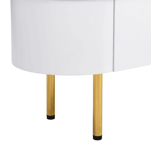 Móvel TV moderno - 3 gavetas com pegas e pernas douradas - Branco