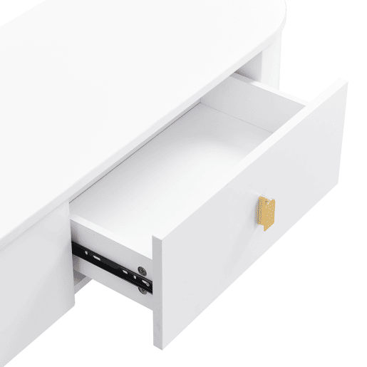 Móvel TV moderno - 3 gavetas com pegas e pernas douradas - Branco