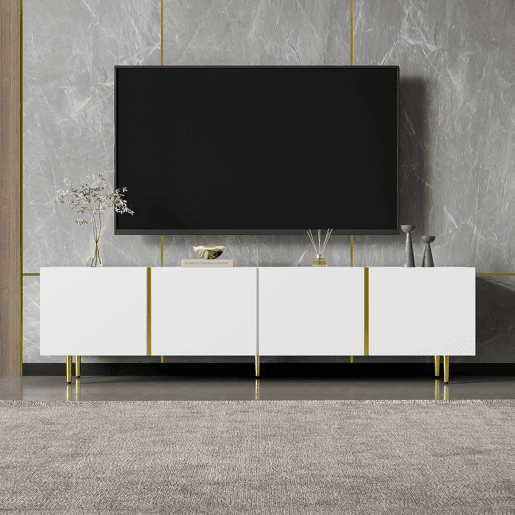 Mesa de TV L 170 cm - com 4 portas - MDF - Branco