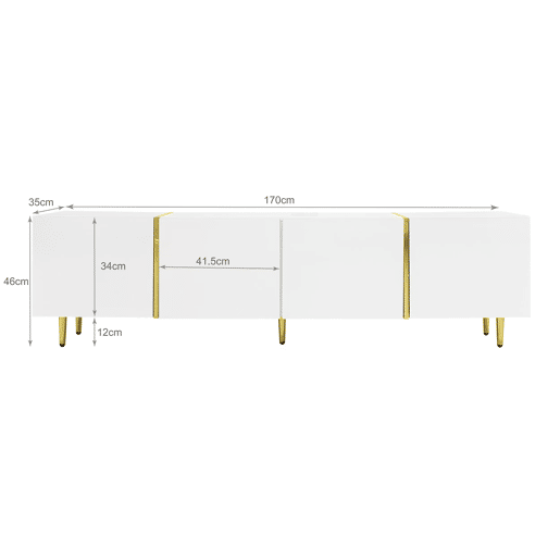 Mesa de TV L 170 cm - com 4 portas - MDF - Branco