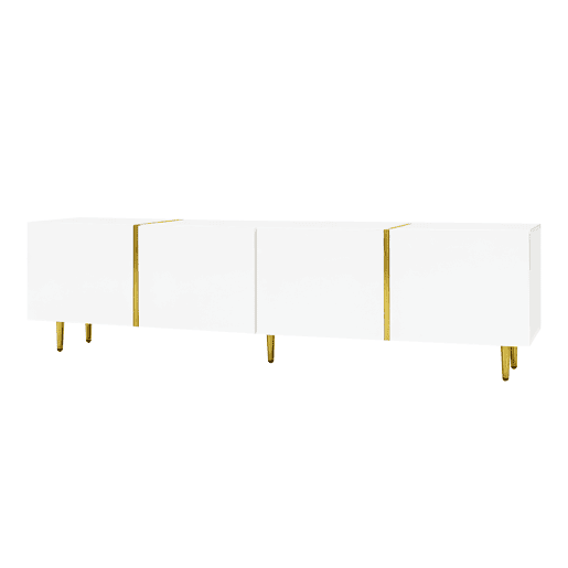 Mesa de TV L 170 cm - com 4 portas - MDF - Branco
